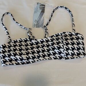 SIORO Black and White Houndstooth Bikini Top - NEW w/ Tags - Size Small